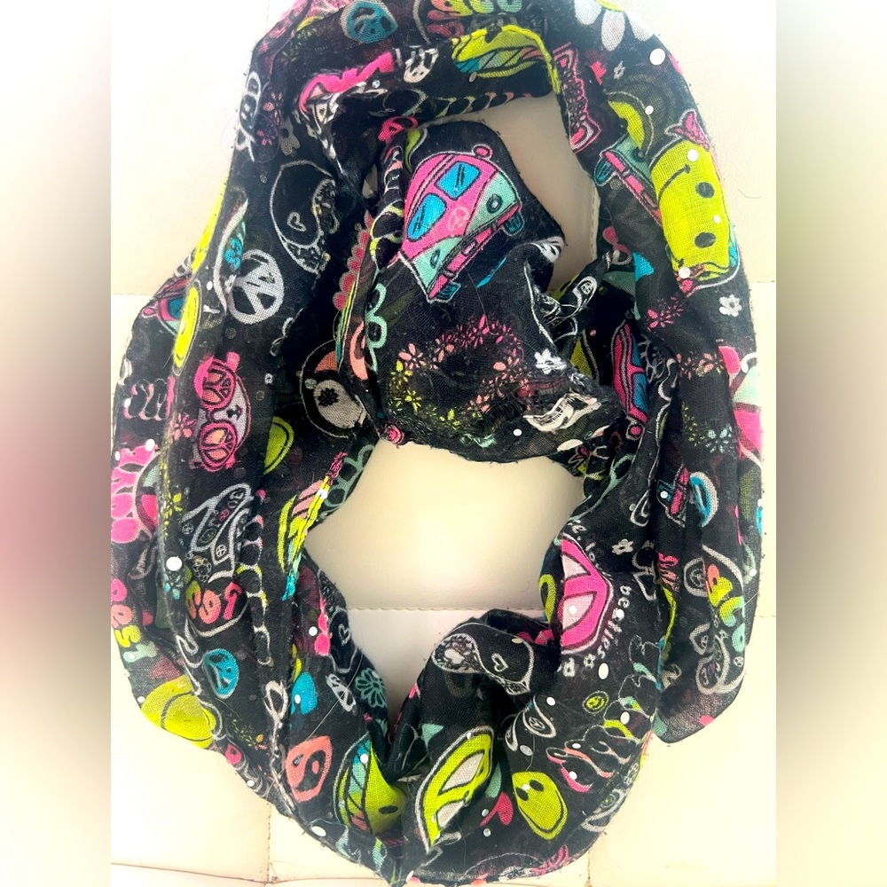 Justice Kids Trendy Infinite Loop Scarf Colorful Fun Emoji Designs
